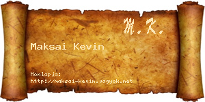 Maksai Kevin névjegykártya